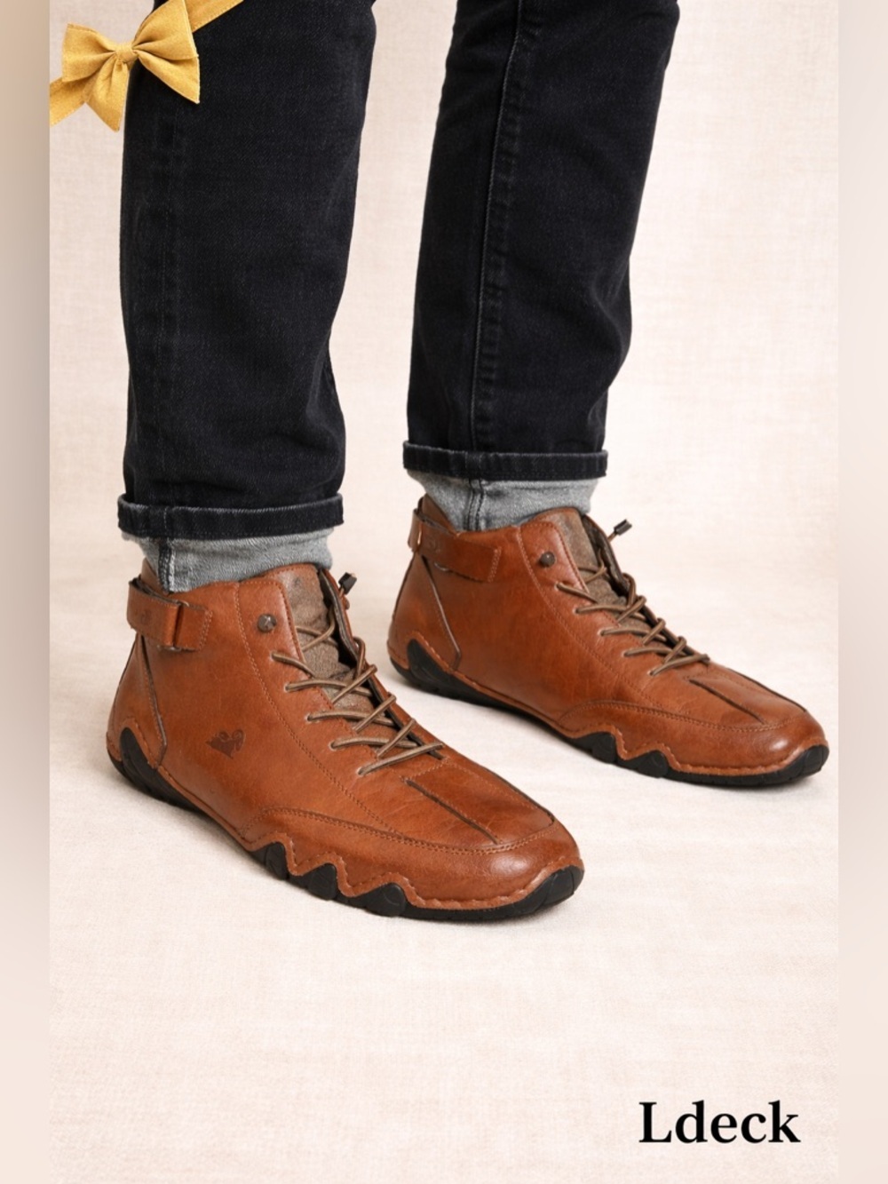 Ldeck Leather Comfort Ankle Boots Brown Walking Shoes Men’s 11 11.5